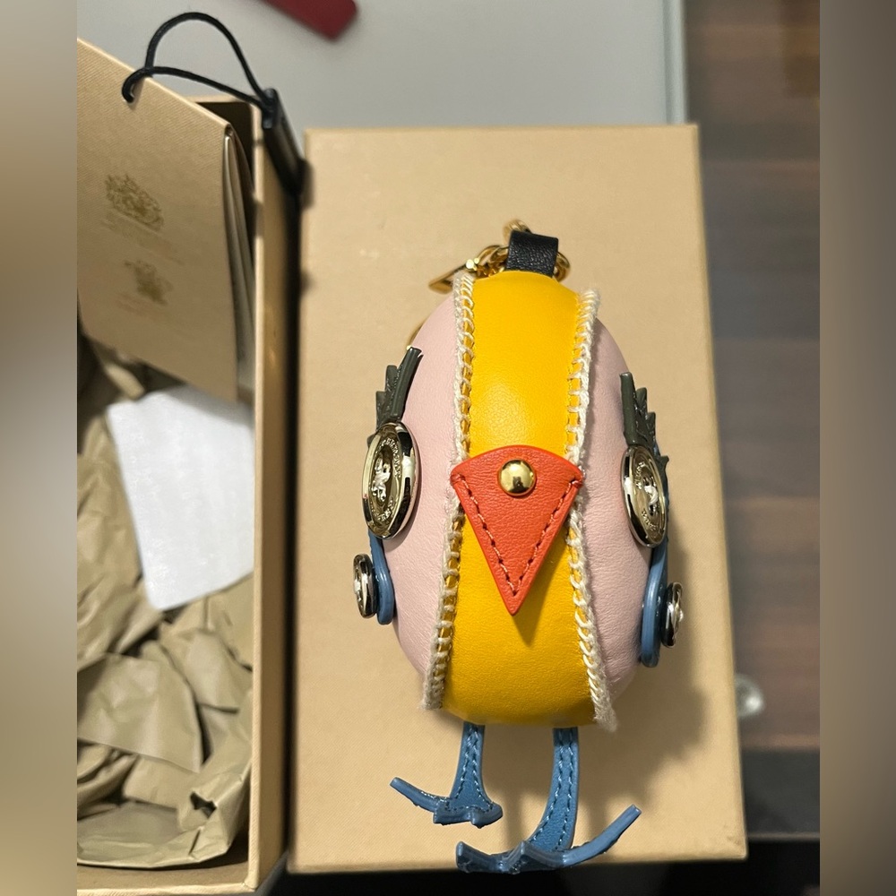 Burberry Colorful Bird Keychain with Gold Clip - Picture 2 of 3